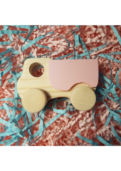 El Yapımı Ahşap Oyuncak Tekerlekli Kamyon Çevre Dostu, Eğitici,doğal Ahşap, Montessori,+3 Yaş Hediy