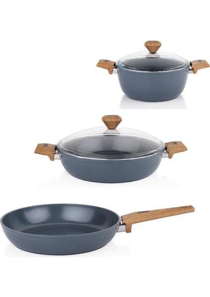 Seramik Tencere Tava Seti 30 cm Karnıyarık 30 cm Tava ve 20 cm Derin Tencere Sc Ha Fer