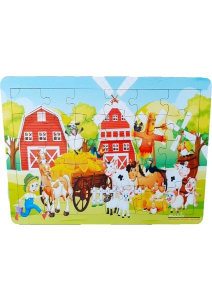 15 Hayvanlı Çiftlik 30 Parça Ahşap Puzzle Çocuk Oyuncak