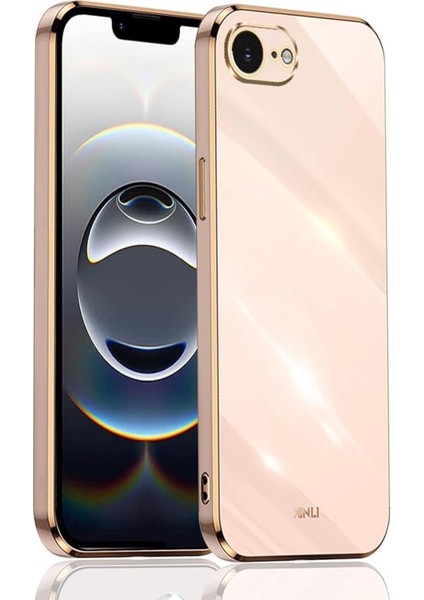 Apple iPhone 16E Kılıf Kamera Korumalı Parlak Gold Altın Işlemeli Kenarlı Yumuşak Silikon Kapak