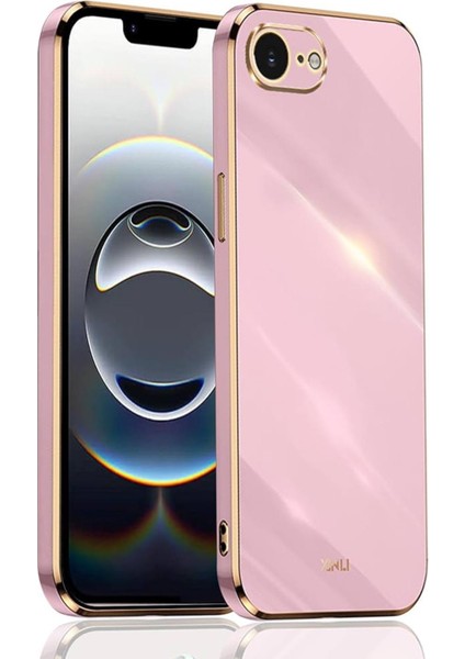 Apple iPhone 16E Kılıf Kamera Korumalı Parlak Gold Altın Işlemeli Kenarlı Yumuşak Silikon Kapak
