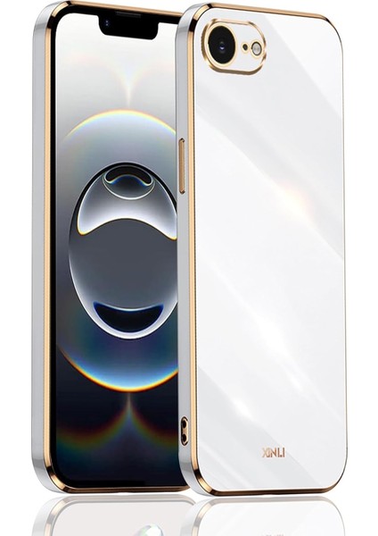 Apple iPhone 16E Kılıf Kamera Korumalı Parlak Gold Altın Işlemeli Kenarlı Yumuşak Silikon Kapak