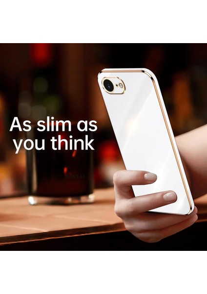 Apple iPhone 16E Kılıf Kamera Korumalı Parlak Gold Altın Işlemeli Kenarlı Yumuşak Silikon Kapak