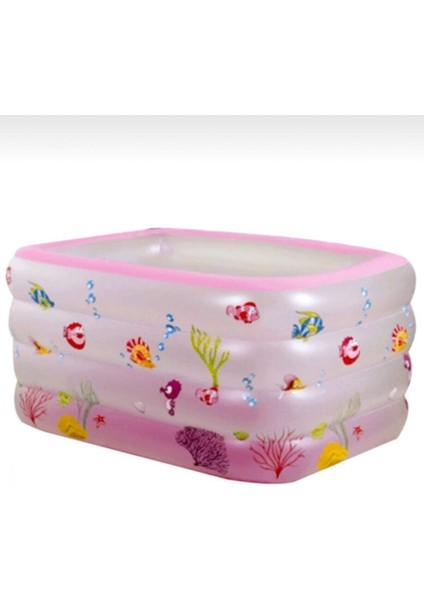 Pembe Dikdörtgen Havuz 120x100x70 cm, 4 Boğum, Pratik ve Eğlenceli Tasarım