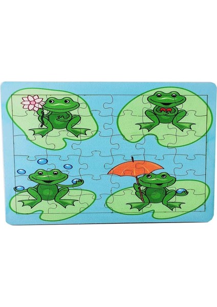 Renkli Kurbağa Temalı 35 Parça Eğitici Çocuk Puzzle, 3-6 Yaş için Eğlenceli ve Öğretici