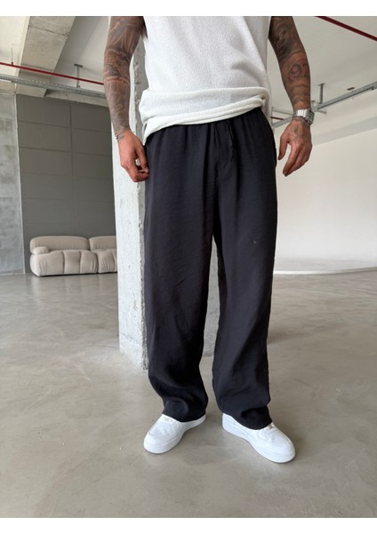 Tensel Kumaş Baggy Fit Pantolon-Siyah fırsatları