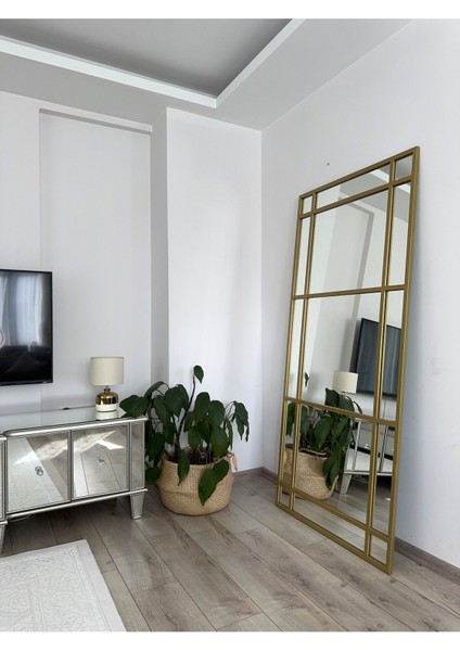 Şık Metal Çerçeveli Dekor Boy Aynası 180x80 cm Altın Renk fiyatları