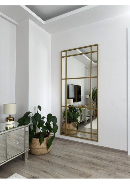 Şık Metal Çerçeveli Dekor Boy Aynası 180x80 cm Altın Renk modelleri
