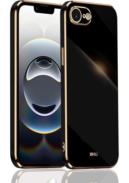 Apple iPhone 16E Kılıf Kamera Korumalı Parlak Gold Altın Işlemeli Kenarlı Yumuşak Silikon Kapak