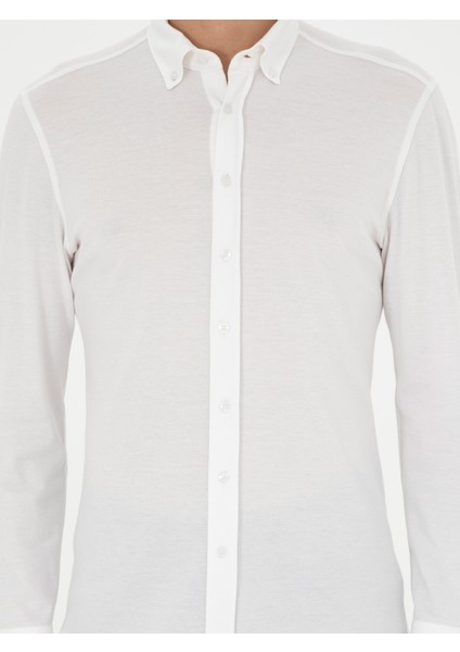 Erkek Beyaz Slim Fit Pamuk Karışımlı Gömle 50287865-VR013