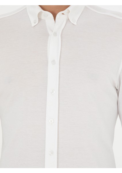 Erkek Beyaz Slim Fit Pamuk Karışımlı Gömle 50287865-VR013