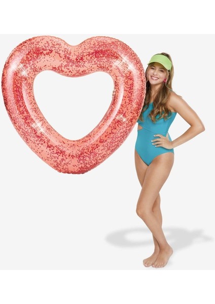 Kalp Simit - Şişme Kalp Desenli Simit - Deniz Simidi - Kalpli Simit -Havuz Kalp Şekilli Simit 65 cm