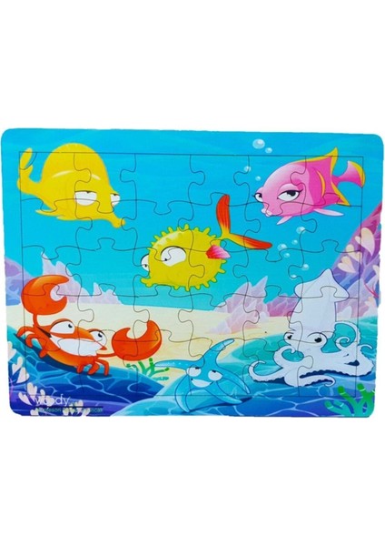 Deniz Altı Maceraları Ahşap 30 Parça Puzzle Yapboz Eğitici Çocuk Oyuncak