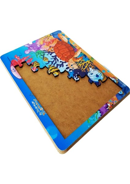 Renkli Ahşap Çocuk Puzzle Seti, Kaplumbağa Tospik ve Arkadaşlarıyla Eğlenceli Oyun