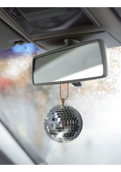 Bordo diskoda parlak disk topu, 8x8 cm, cam malzeme, şık araba dekoru