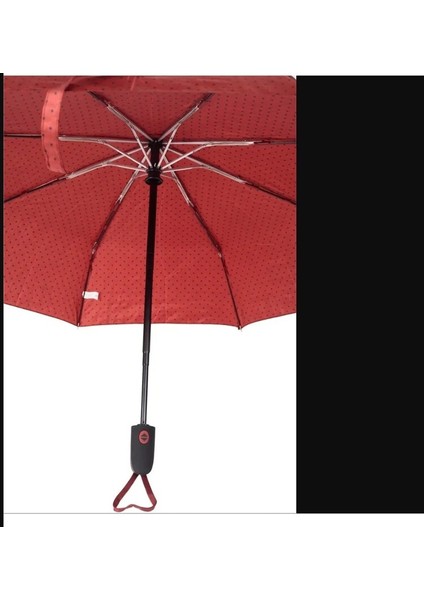 Kırmızı Siyah Mini Puantiyeli Tam Otomatik Kadın Şemsiye Fiberglass 1 Adet modelleri