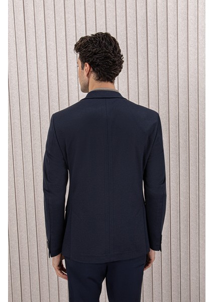 Erkek Likralı Beli Ipli Slim Fit Mono Yaka Takım Elbise
