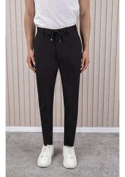 Erkek Likralı Beli Ipli Slim Fit Mono Yaka Takım Elbise