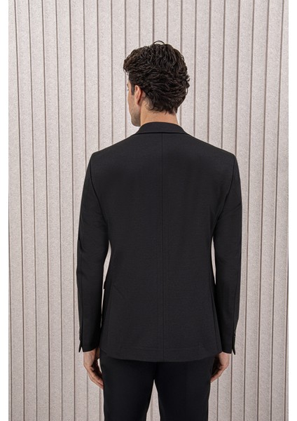 Erkek Likralı Beli Ipli Slim Fit Mono Yaka Takım Elbise