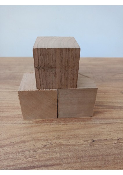 Doğal Ahşap Puzzle Blok, 3'lü Kare Set, Eğlenceli ve Güvenli Oyuncak Bej Renk