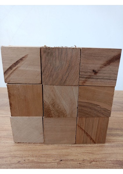 Doğal Ahşap Puzzle Blok, 3'lü Kare Set, Eğlenceli ve Güvenli Oyuncak Bej Renk fiyatları