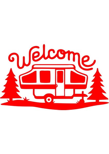 Welcome Karavan Sticker 17X17 cm Kırmızı