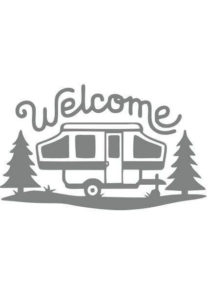 Welcome Karavan Sticker 17X17 cm Gri