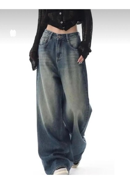 Baggy Jean Pantolon Yeşil Tint Yıkamalı