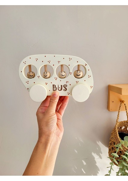 Sevimli Pembe Ahşap Otobüs Bebek Oyuncağı, Dekor ve Hediye, 1+ Yaş