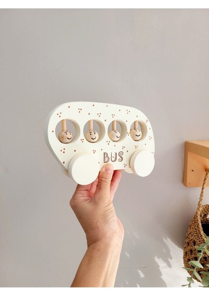 Sevimli Pembe Ahşap Otobüs Bebek Oyuncağı, Dekor ve Hediye, 1+ Yaş fiyatları