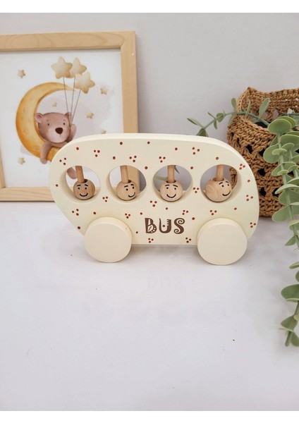 Sevimli Pembe Ahşap Otobüs Bebek Oyuncağı, Dekor ve Hediye, 1+ Yaş fırsatları