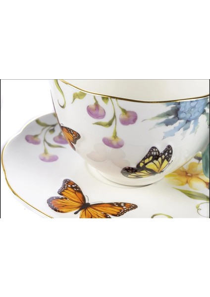 Mariposa Çay Fincan Şekerlik Set 250CC Sofra Mutfak Dekoratif modelleri