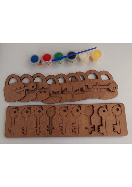 Ahşap Montessori Anahtar ve Kilit Eşleştirme Boyama Hobi Seti, 3+ yaş fiyatları