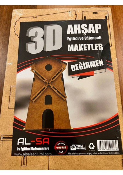 Boyanabilir Ahşap Değirmen Maket Hobi Seti, Eğlenceli ve Detaylı, Kahverengi, 6-10 Yaş