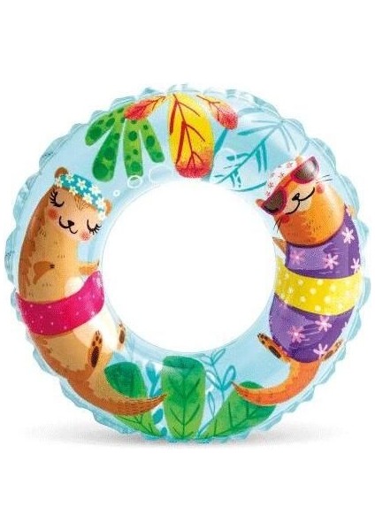 Renkli Baskılı Şeffaf Simit 61 cm, Eğlenceli ve Dayanıklı Oyuncak Şekli, 3+ Yaş fırsatları