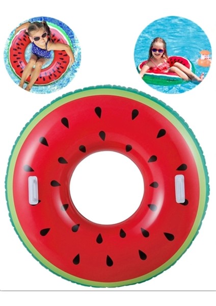 Tutmalı Karpuz Simit Şişme Karpuz Desenli Simit Deniz Simidi Meyve Simit Havuz Karpuz Simit 76 Cm.