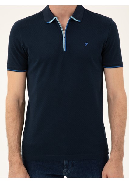Erkek Lacivert Slim Fit Polo Yaka T-shirt 50284294-VR033