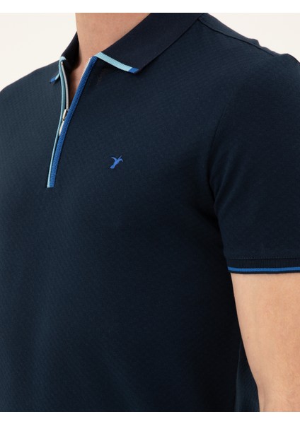 Erkek Lacivert Slim Fit Polo Yaka T-shirt 50284294-VR033