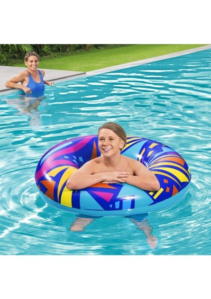 Renkli desenli 107 cm simit, şık ve eğlenceli dekorasyon parçası, turuncu, 12+ yaş modelleri