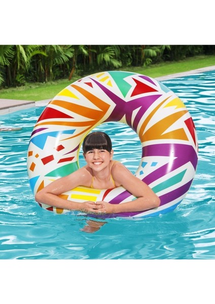 Renkli desenli 107 cm simit, şık ve eğlenceli dekorasyon parçası, turuncu, 12+ yaş fırsatları