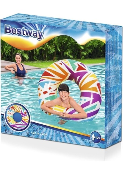 Renkli desenli 107 cm simit, şık ve eğlenceli dekorasyon parçası, turuncu, 12+ yaş