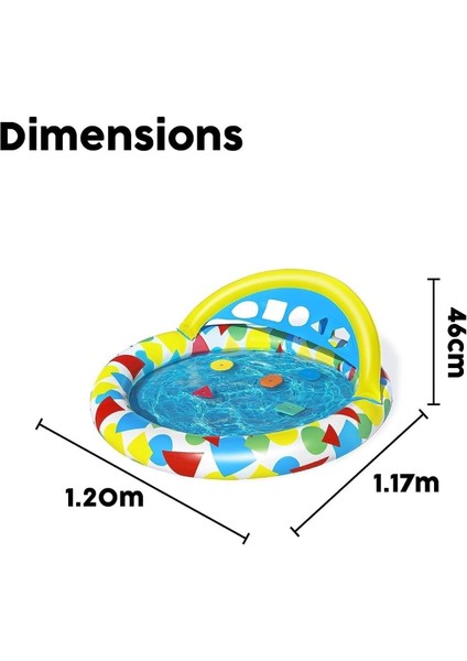 47" x 46" x 18"/1.20M x 1.17M x 46CM Splash & Learn Kiddie Pool