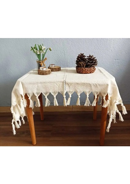 Keten Gümüş Simli Otantik Desenli Runner | 50X135 cm Masa Örtüsü fiyatları