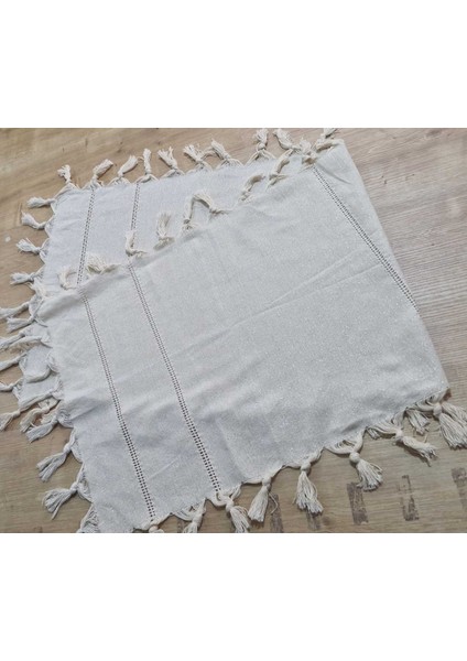 Keten Gümüş Simli Otantik Desenli Runner | 50X135 cm Masa Örtüsü