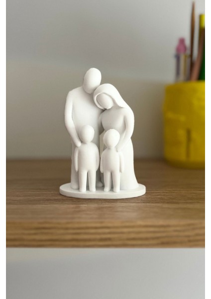 Aşk ve Birlik Temalı Aile Heykeli - Dekoratif Anneler Günü Babalar Günü Hediyesi (10X7 Cm)