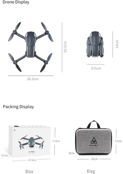 Pıhot P60 Max Akıllı 4K Drone Kameralı Uzaktan Kumandalı Fotoğrafçılık Uygulamalı Kontrollü fırsatları