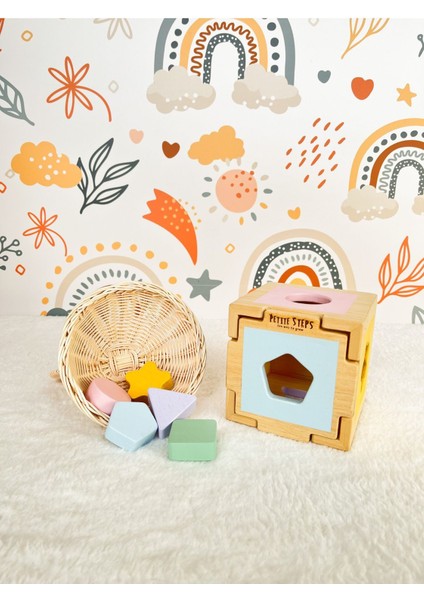 Renkli geometrik küp seti, modern ve şık dekoratif obje, 7 parça, 2+ yaş