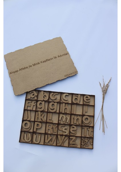 Ahşap küçük harf alfabe seti, 29 adet, kahverengi, kutu dahil değil fiyatları