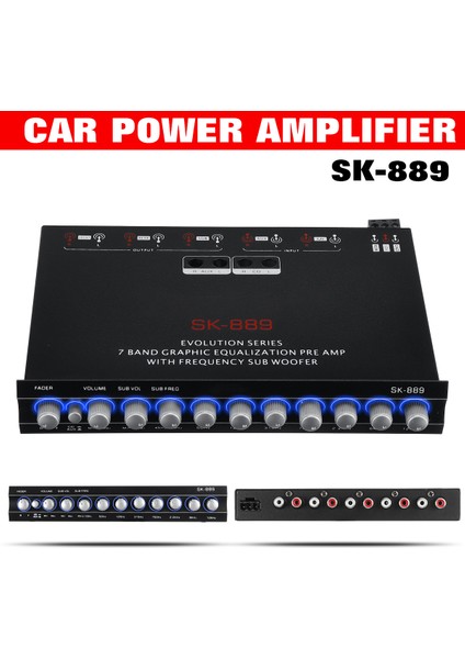 SK-889 Ekolayzer Ön, Arka + Sub Çıkışlı 7 Bantlı Araba Ses Ekolayzer Eq (SK-889)