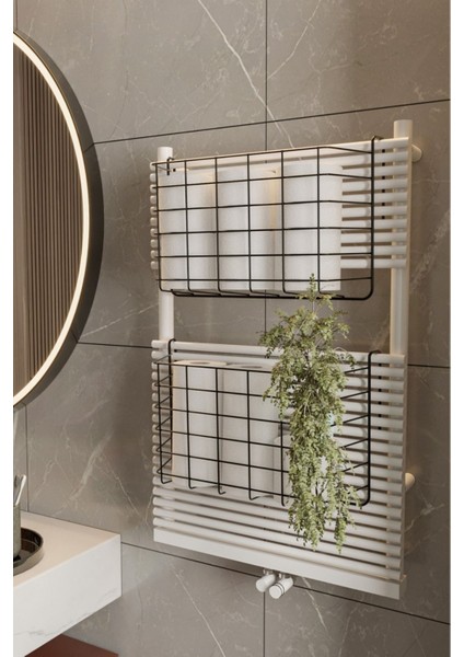 2'li Siyah Metal Banyo ve Mutfak Düzenleyici Raf ve Askı Seti